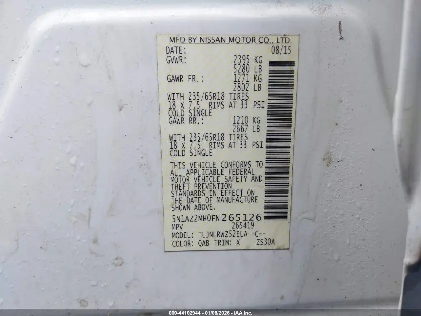 2015 NISSAN MURANO SL