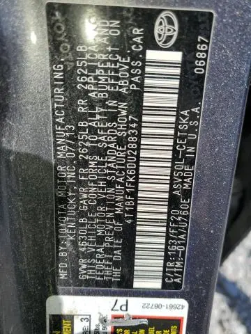 2013 TOYOTA CAMRY L  