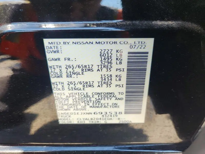 2022 NISSAN FRONTIER SV  
