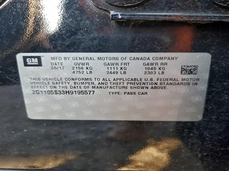 2017 CHEVROLET IMPALA LT  