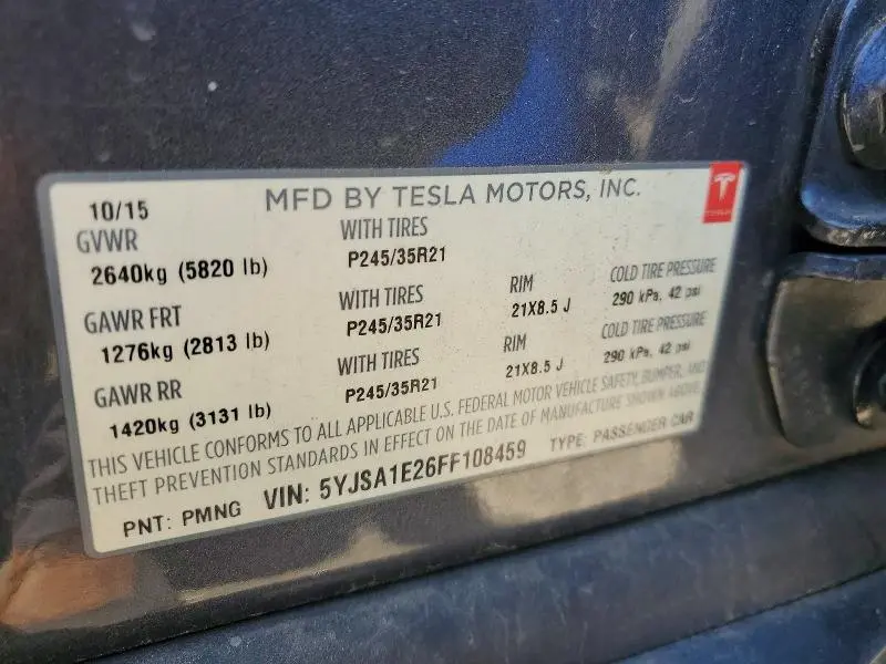 2015 TESLA MODEL S   