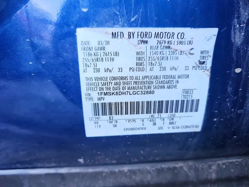2020 FORD EXPLORER XLT  