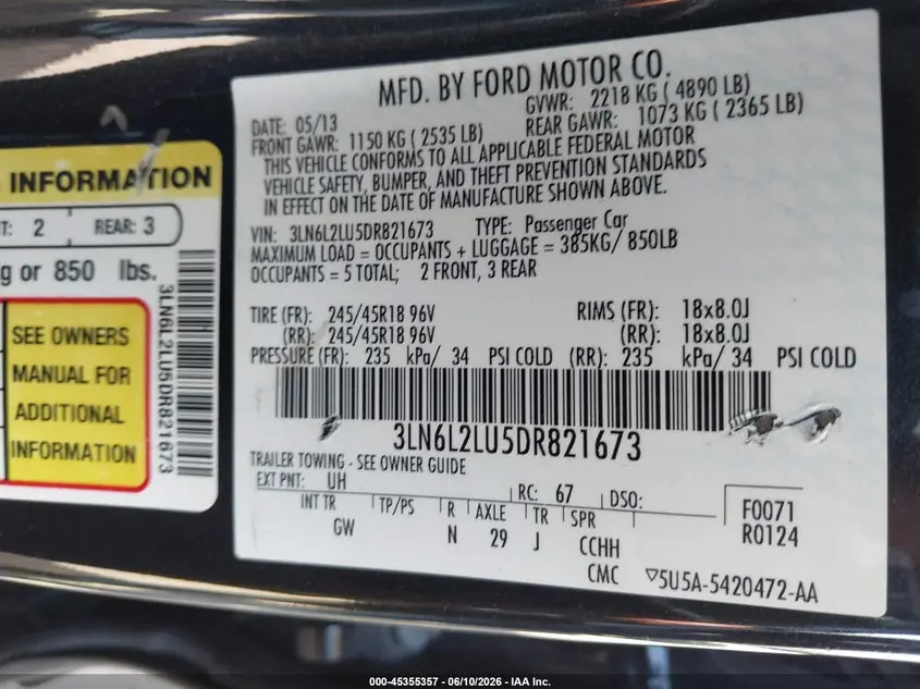 2013 LINCOLN MKZ HYBRID  