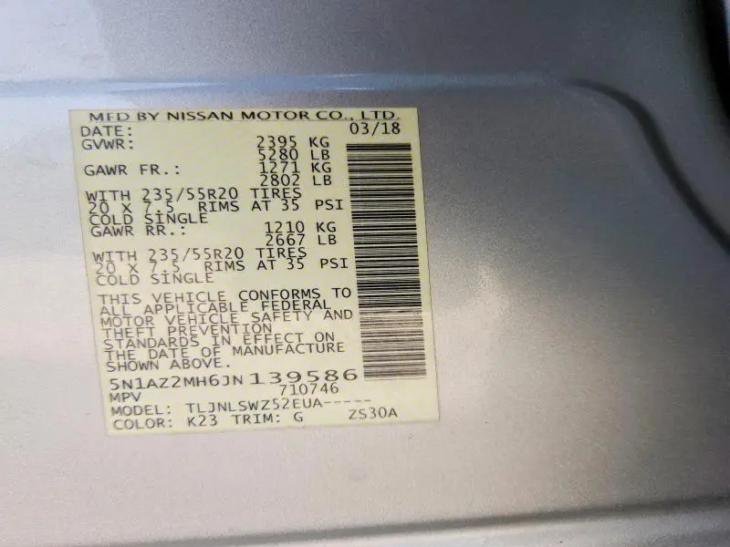 2018 NISSAN MURANO PLATINUM  
