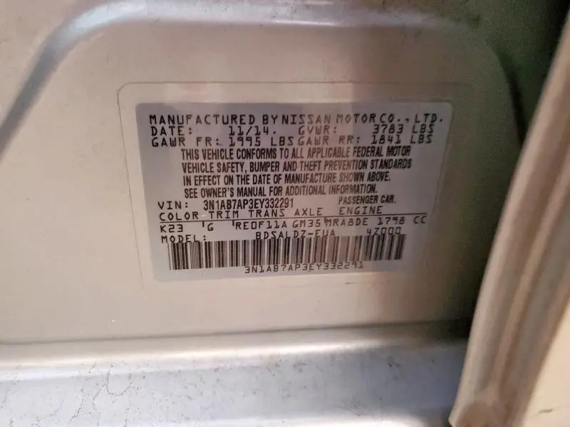 2014 NISSAN SENTRA S  