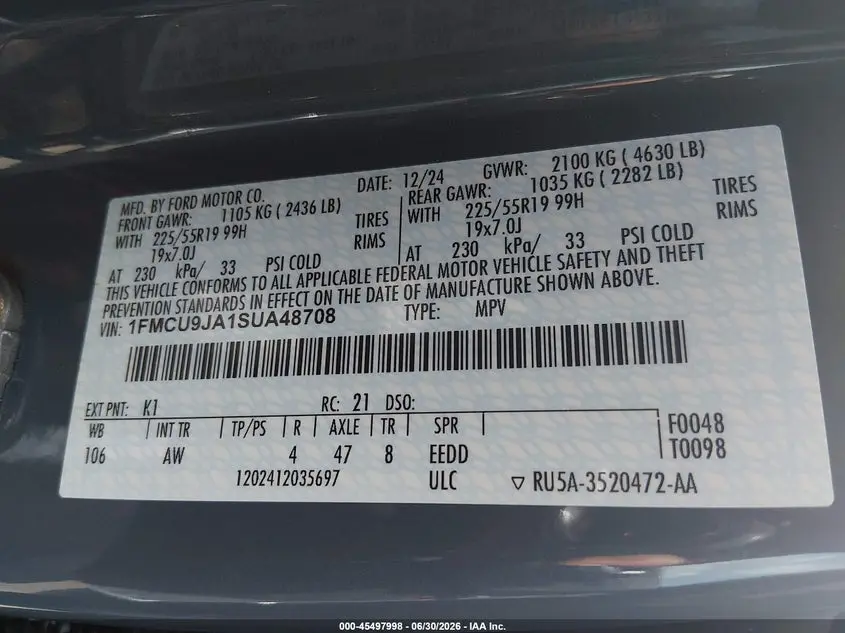 2025 FORD ESCAPE PLATINUM