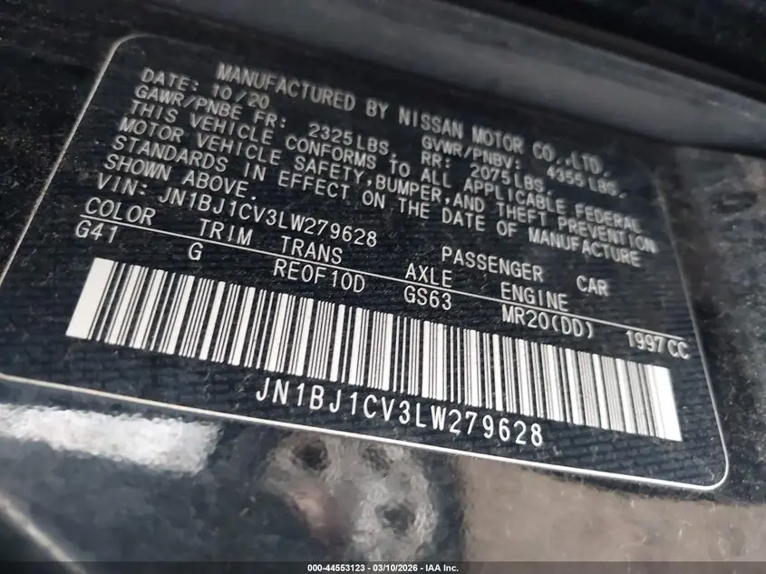 2020 NISSAN ROGUE SPORT SL FWD XTRONIC CVT