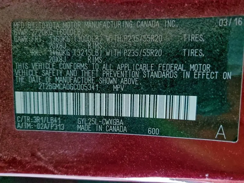 2016 LEXUS RX 450H BASE  