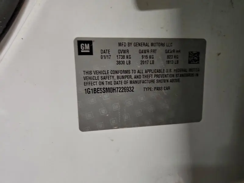 2017 CHEVROLET CRUZE LT  