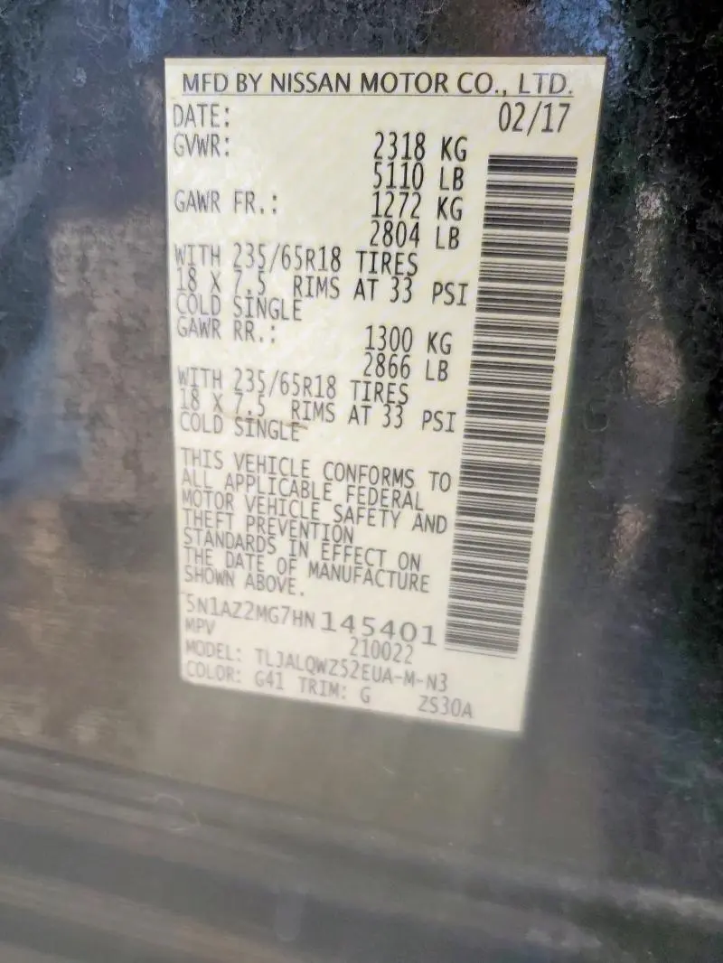 2017 NISSAN MURANO S