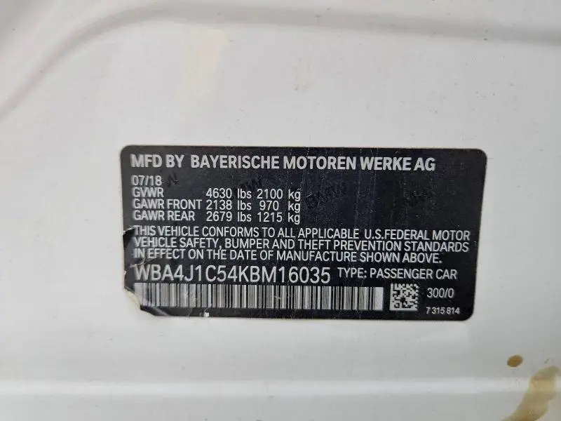 2019 BMW 430I GRAN COUPE  