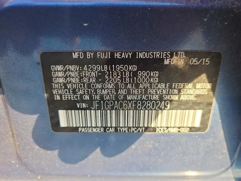 2015 SUBARU IMPREZA PREMIUM  