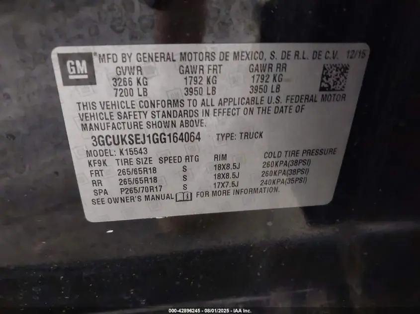 2016 CHEVROLET SILVERADO 1500 2LZ