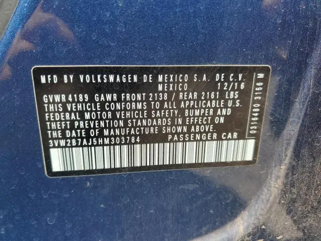 2017 VOLKSWAGEN JETTA S  