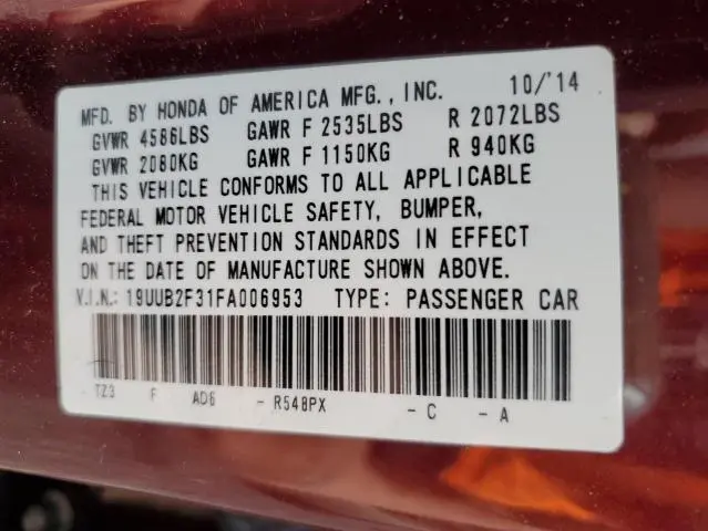 2015 ACURA TLX   