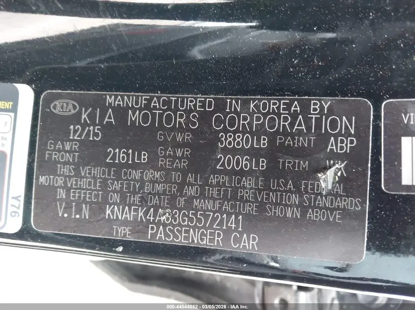 2016 KIA FORTE LX