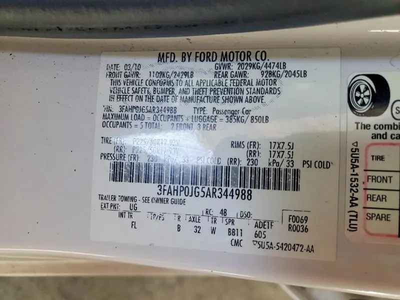 2010 FORD FUSION SEL  