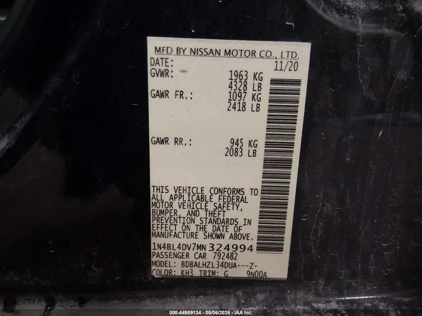 2021 NISSAN ALTIMA SV FWD