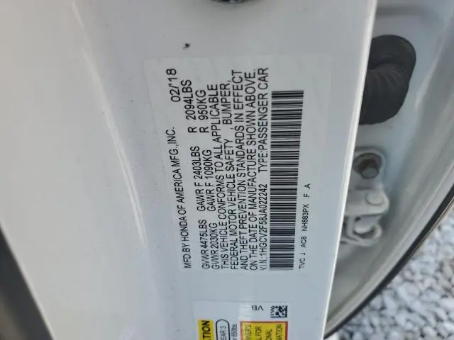 2018 HONDA ACCORD EXL  