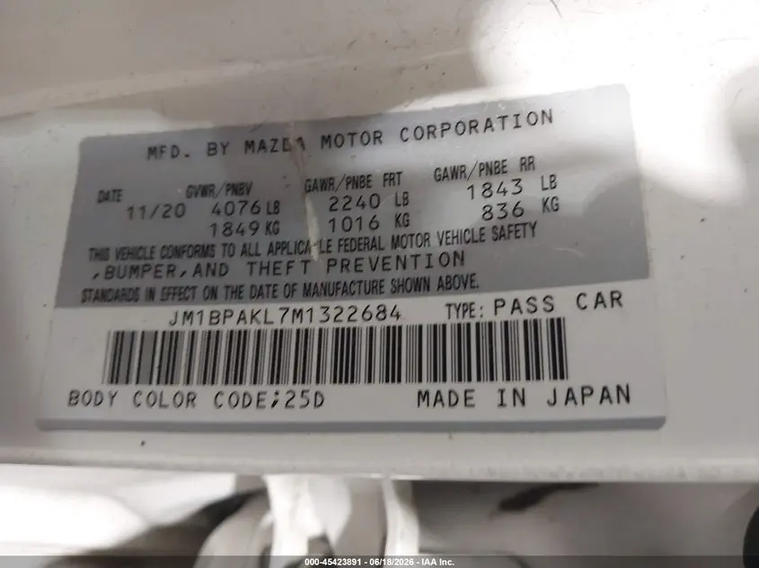 2021 MAZDA MAZDA3 SELECT