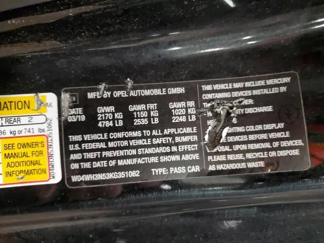 2019 BUICK CASCADA PREMIUM  