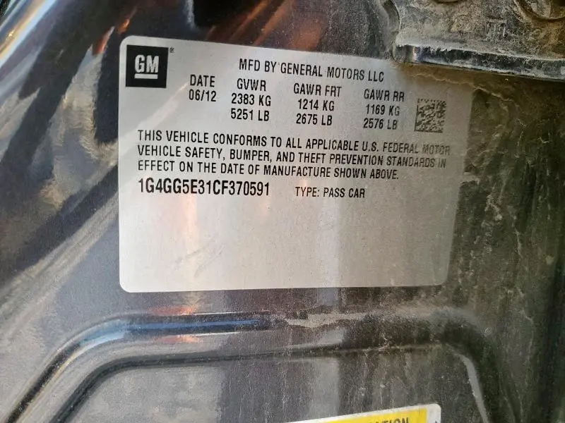 2012 BUICK LACROSSE PREMIUM  