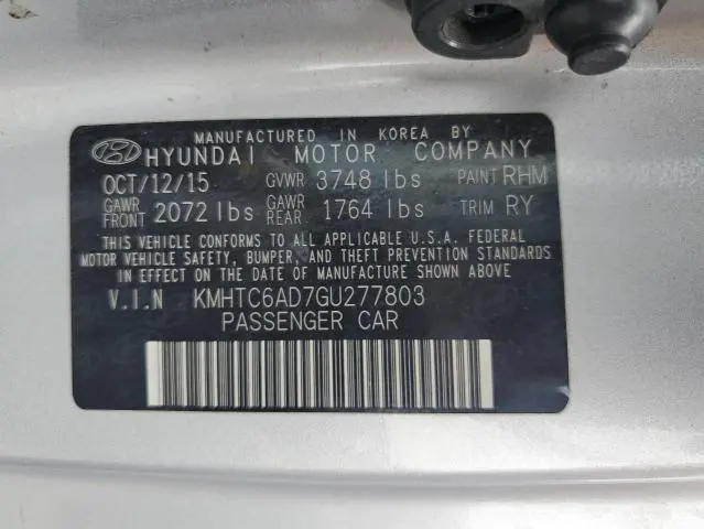 2016 HYUNDAI VELOSTER   