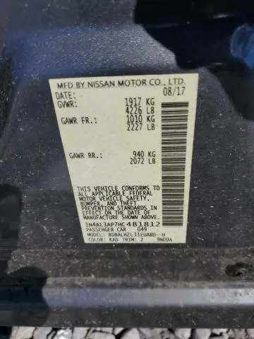 2017 NISSAN ALTIMA 2.5  