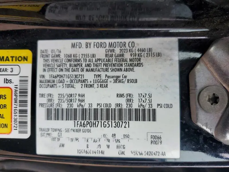2016 FORD FUSION SE  