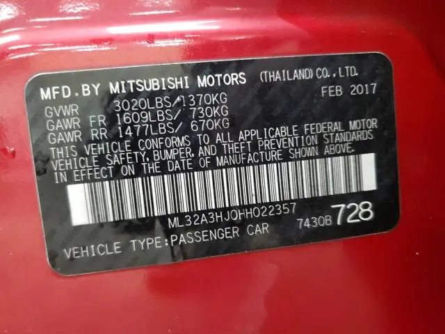 2017 MITSUBISHI MIRAGE ES  