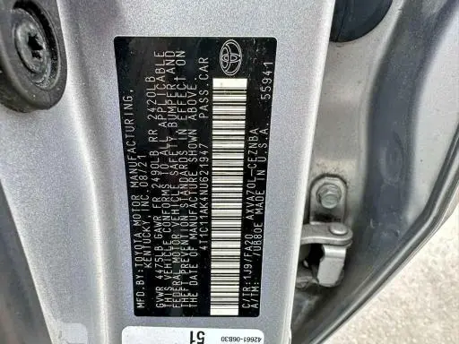 2022 TOYOTA CAMRY LE  