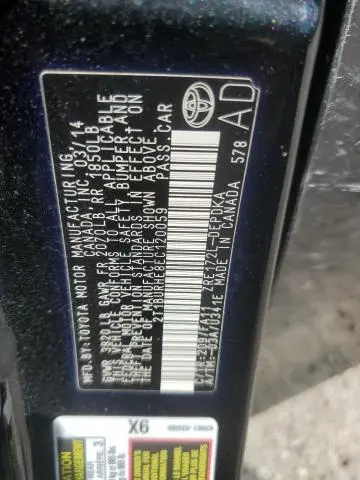 2014 TOYOTA COROLLA L  