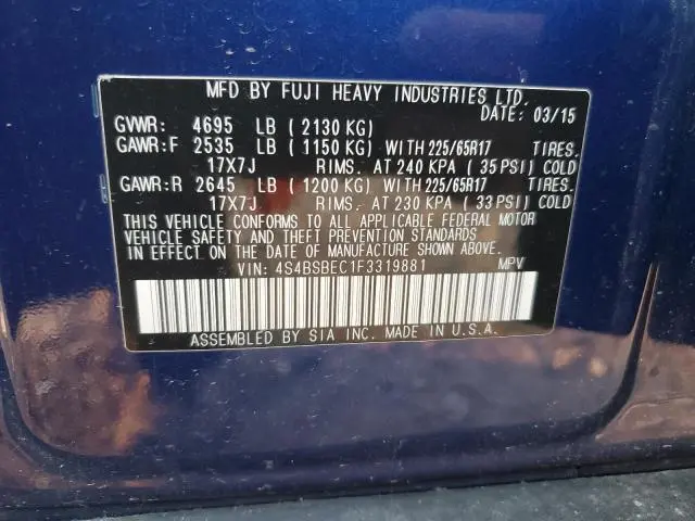 2015 SUBARU OUTBACK 2.5I PREMIUM  