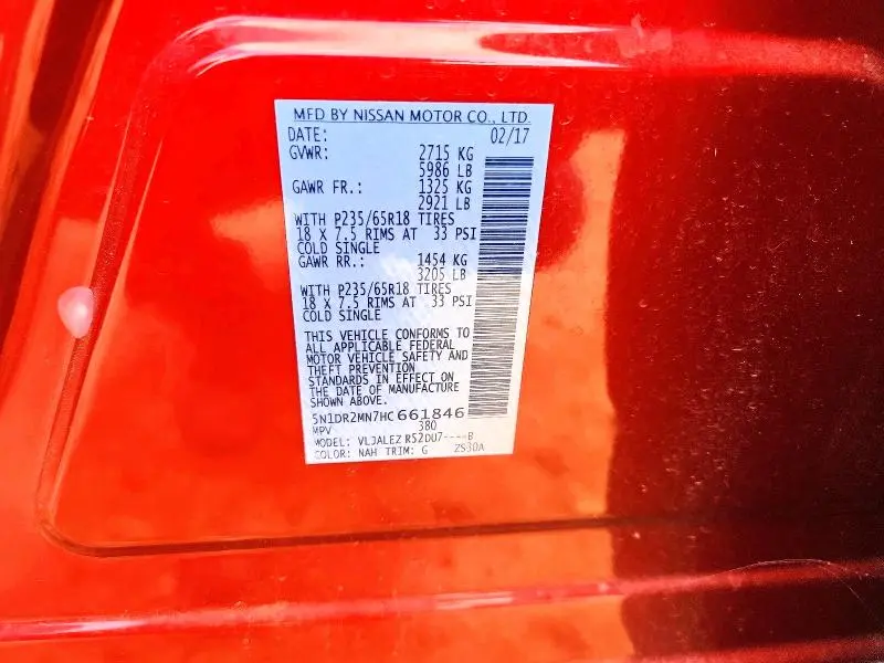 2017 NISSAN PATHFINDER SV  