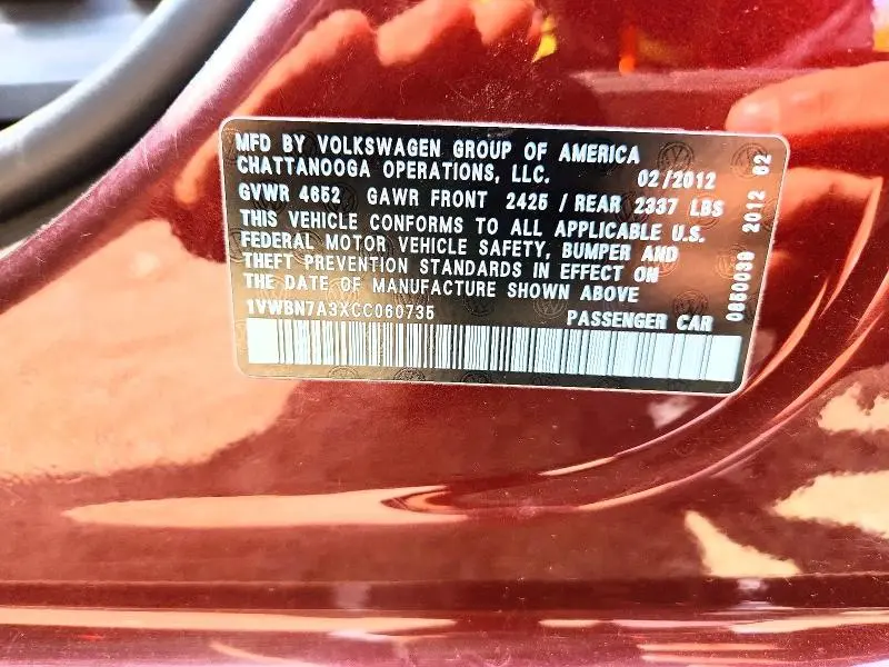 2012 VOLKSWAGEN PASSAT SE  