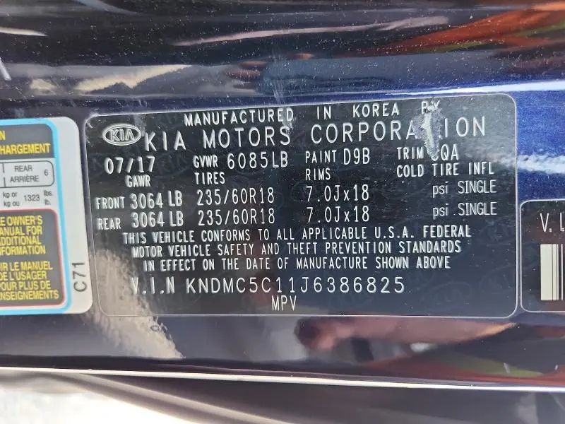 2018 KIA SEDONA EX  
