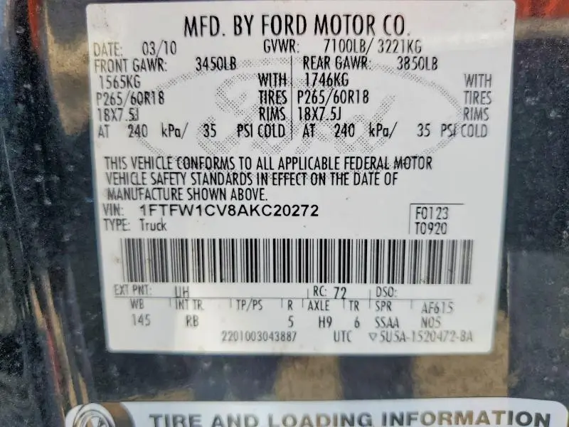 2010 FORD F150 SUPERCREW  