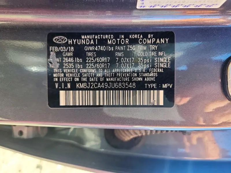 2018 HYUNDAI TUCSON SE  