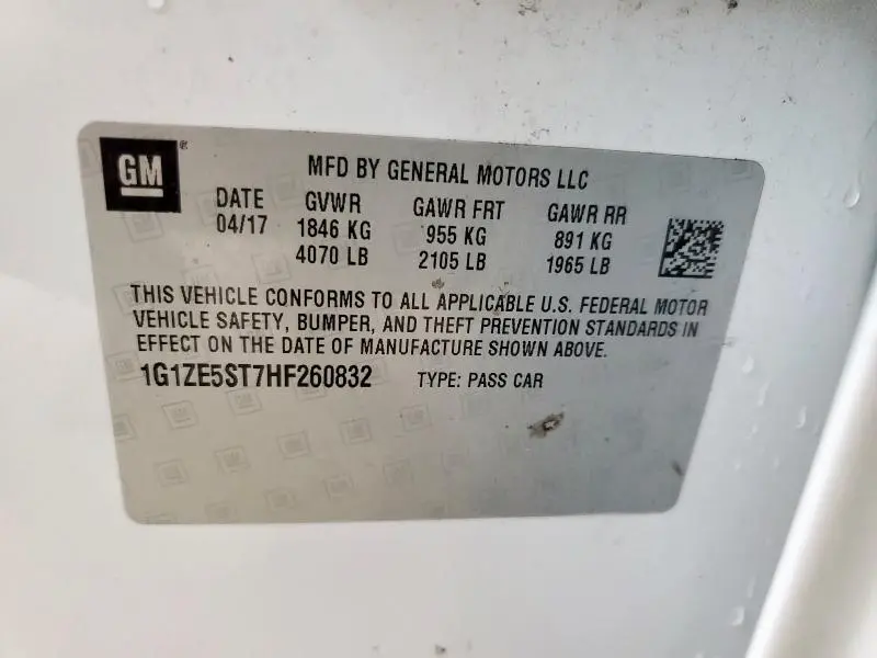 2017 CHEVROLET MALIBU LT  