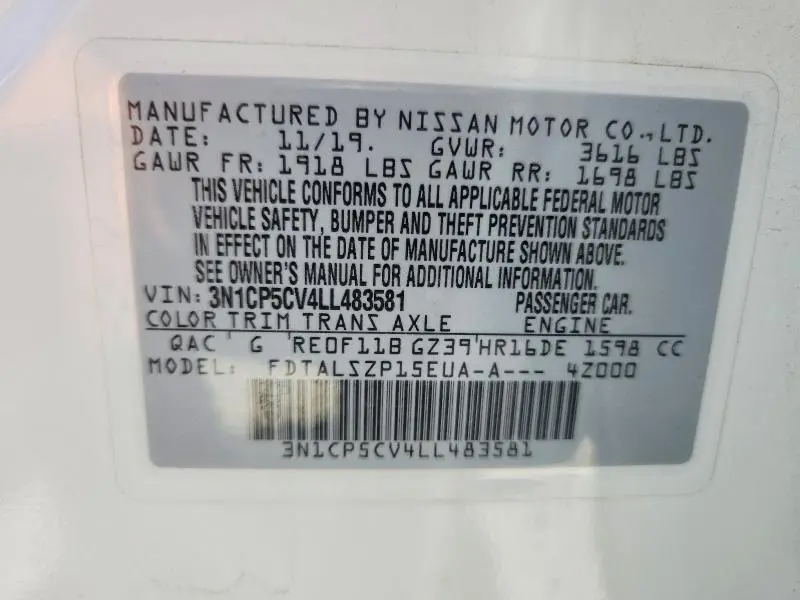 2020 NISSAN KICKS SV  