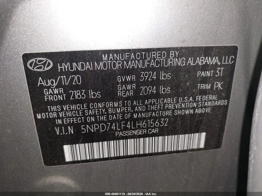 2020 HYUNDAI ELANTRA SE
