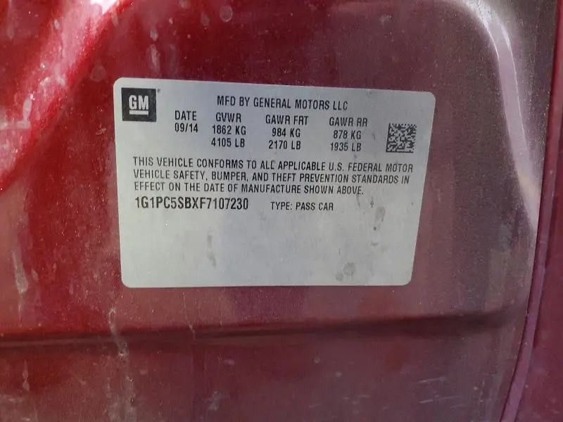 2015 CHEVROLET CRUZE LT  