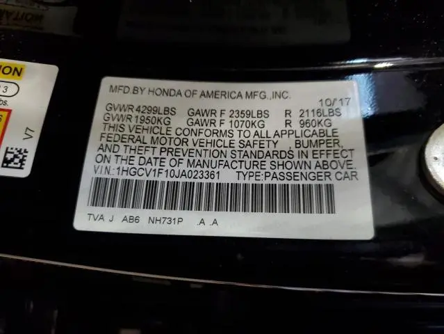 2018 HONDA ACCORD LX  