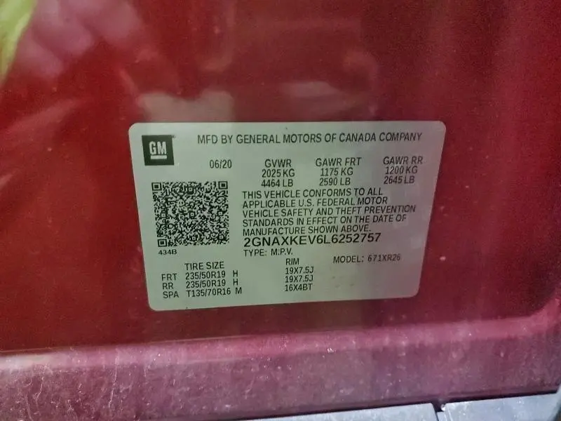 2020 CHEVROLET EQUINOX LT  