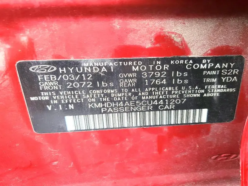 2012 HYUNDAI ELANTRA GLS  