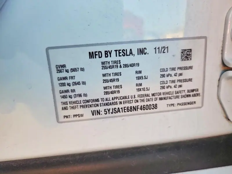 2022 TESLA MODEL S   