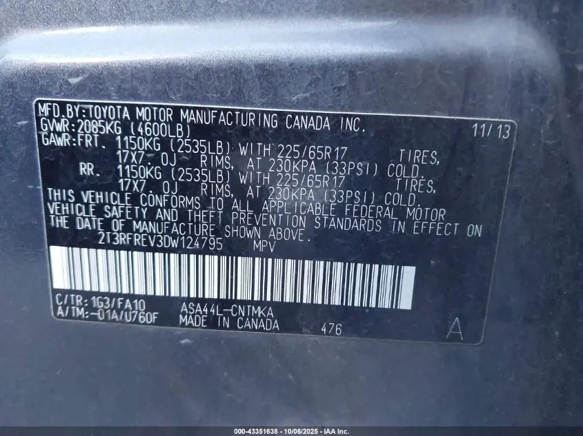 2013 TOYOTA RAV4 XLE