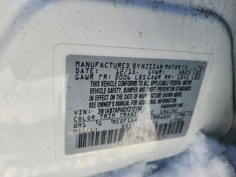 2016 NISSAN SENTRA S  