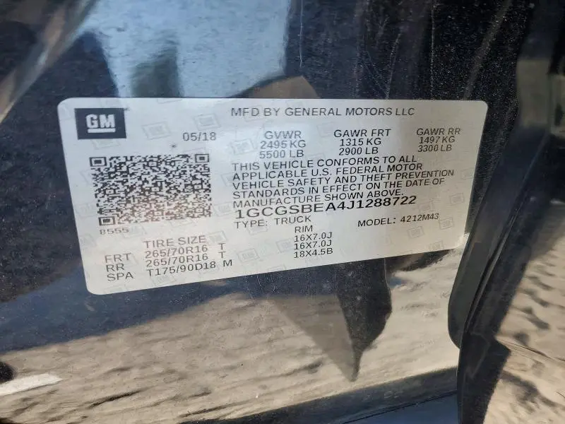 2018 CHEVROLET COLORADO   