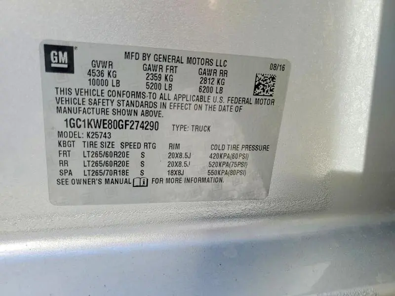 2016 CHEVROLET SILVERADO K2500 HEAVY DUTY LTZ  